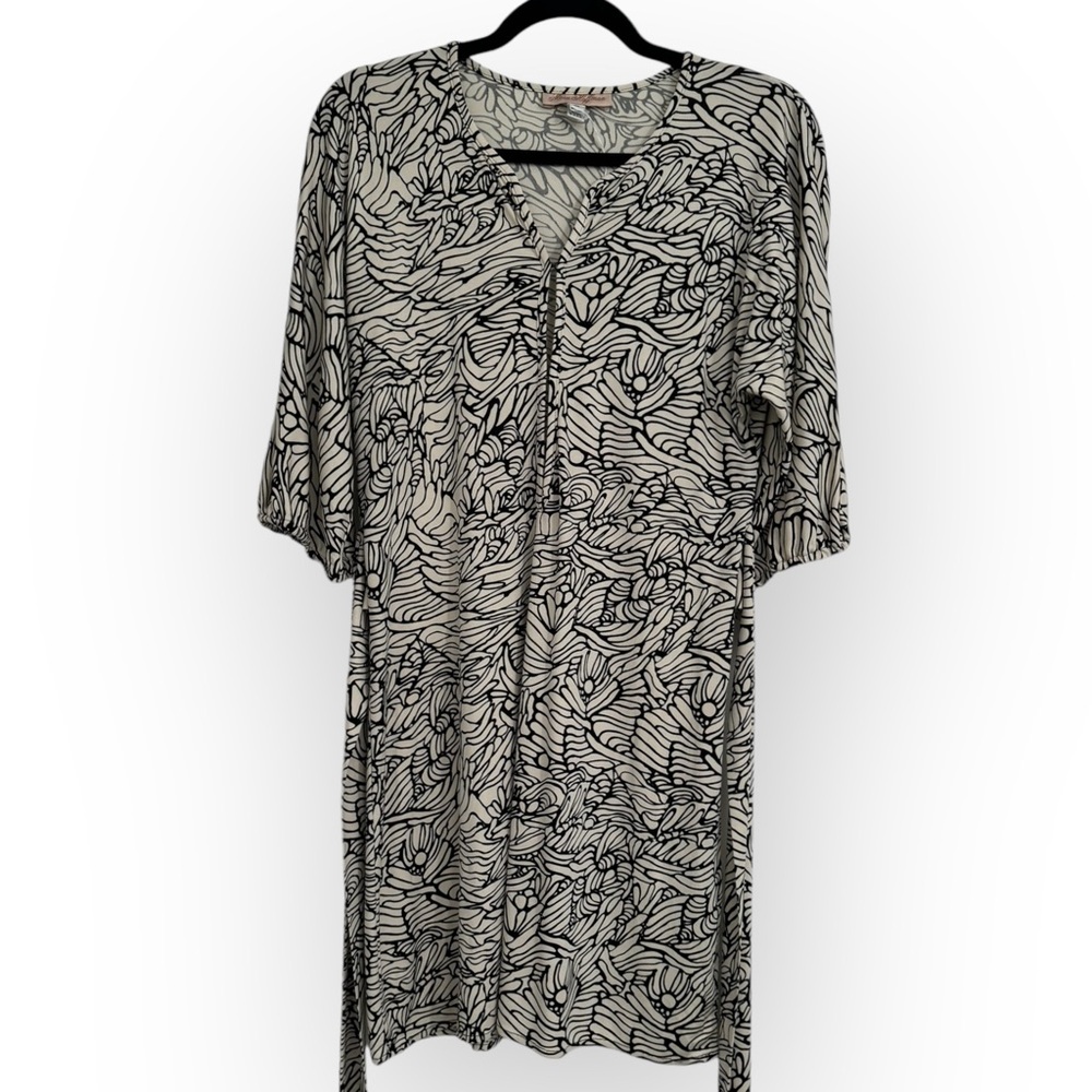 MARA HOFFMAN $340 Retail White/Black Silk Wrap Dress, Size Medium - Picture 8 of 16